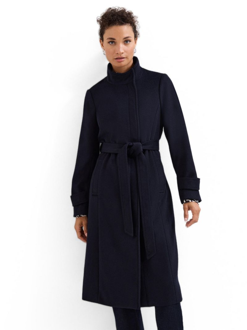 Women's Belted Funnel Collar Coat