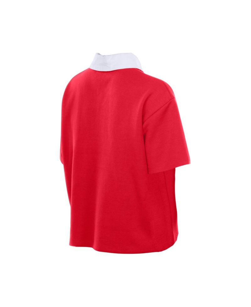 Women's Red Kansas City Chiefs Throwback Boxy Cropped Polo Shirt