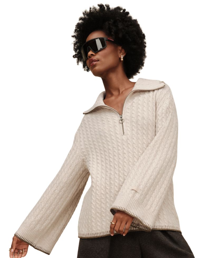 Women's Rylynn Quarter-Zip Cable-Knit Sweater