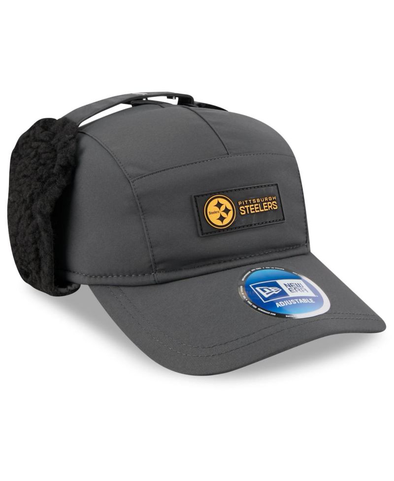 Men's Charcoal Pittsburgh Steelers 2025 Sideline Cold Weather Runner Dog Ear Adjustable Hat
