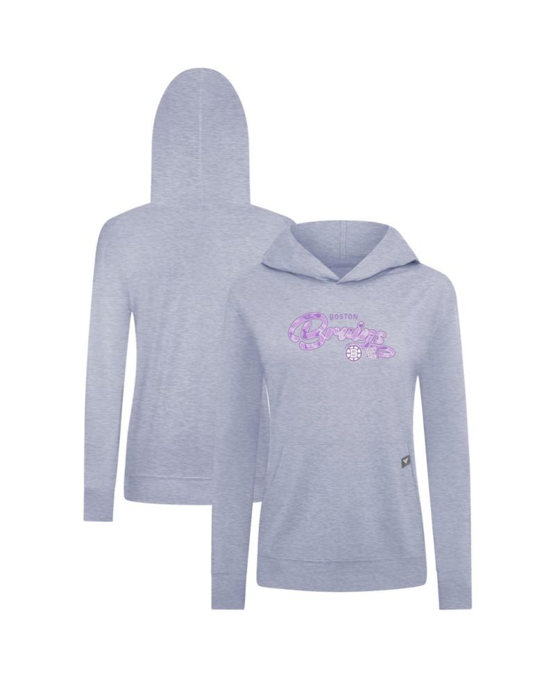 Women's Heather Gray Boston Bruins Hockey Fights Cancer Relay Pullover Hoodie