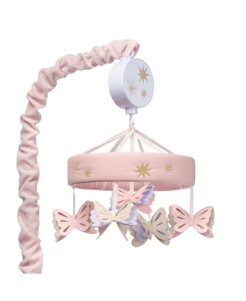 Lambs and Ivy Butterfly Dreams Pink/Purple Musical Baby Crib Mobile Soother Toy