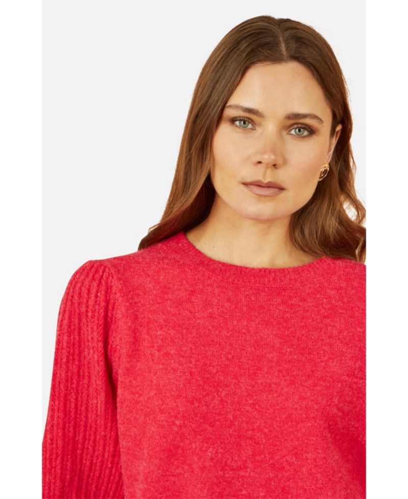 Women's Knitted Balloon Sleeve Textured Jumper