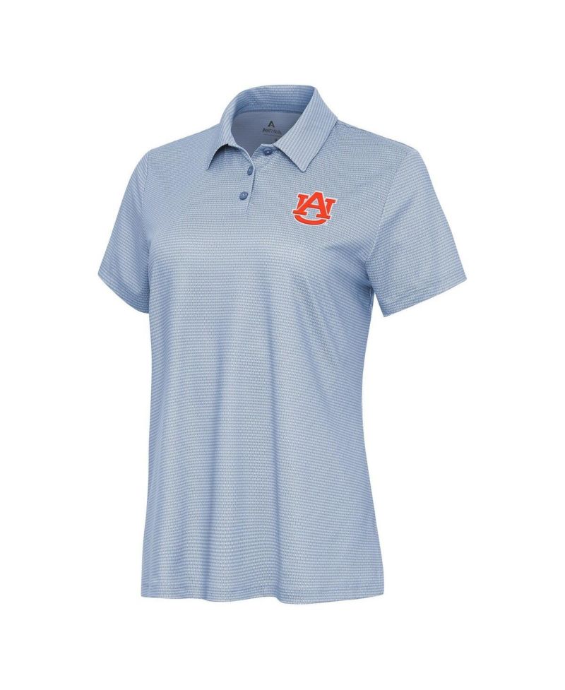 Women's White/Light Blue Auburn Tigers Rings Polo Shirt