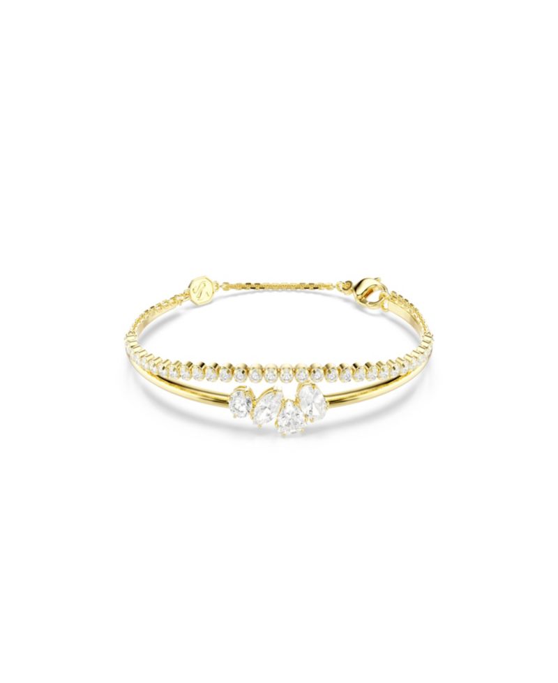 Gold-Tone Plated White Crystal Bracelet