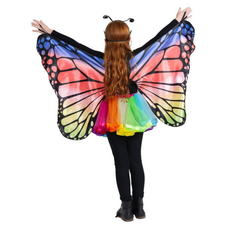 Butterfly Mask, Wings & Rainbow Tutu Costume Set - Girls