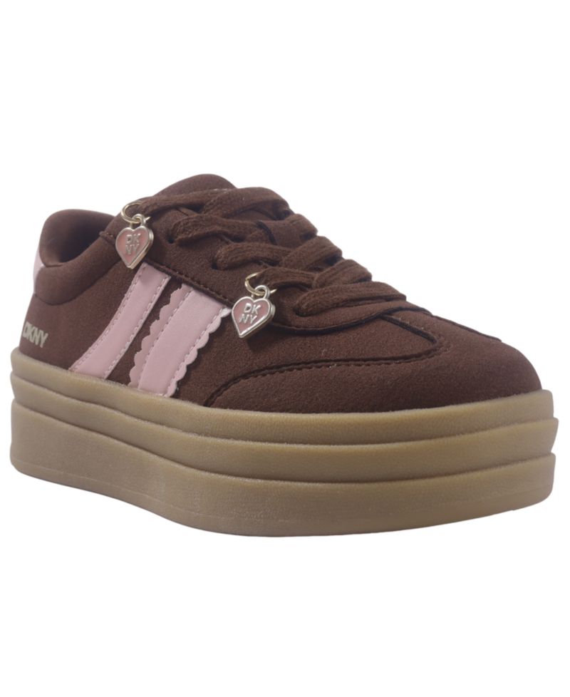 Girls' Tri Geselle Platform Heart Charm Lace-Up Sneakers