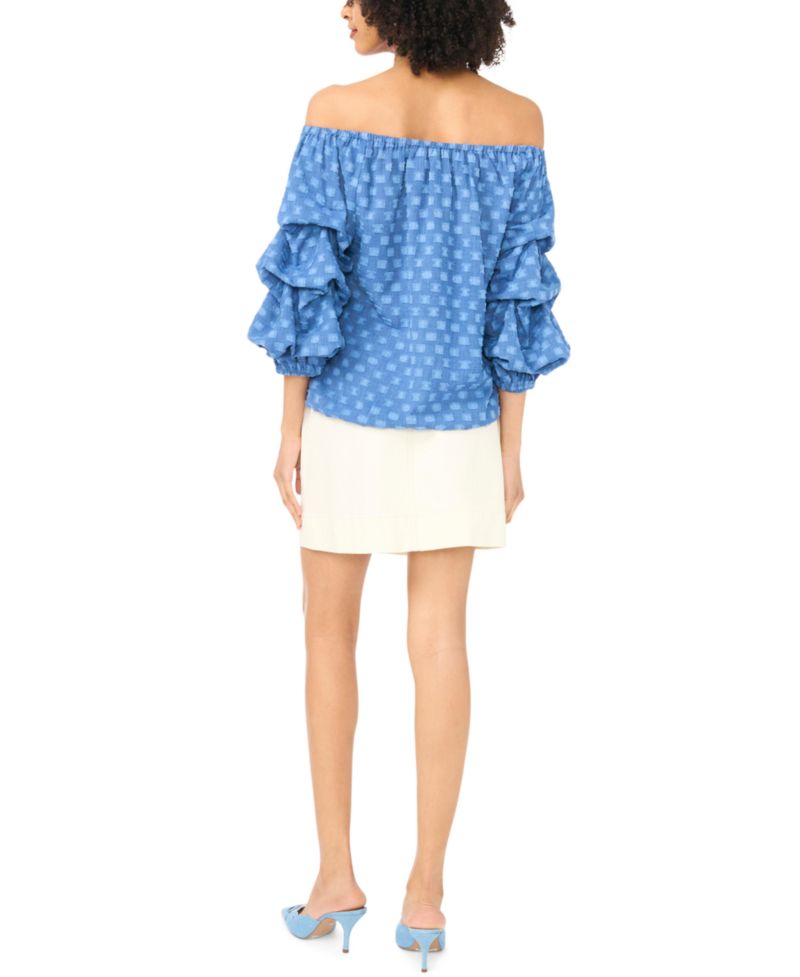 Women's Off-The-Shoulder Bubble-Sleeve Blouse