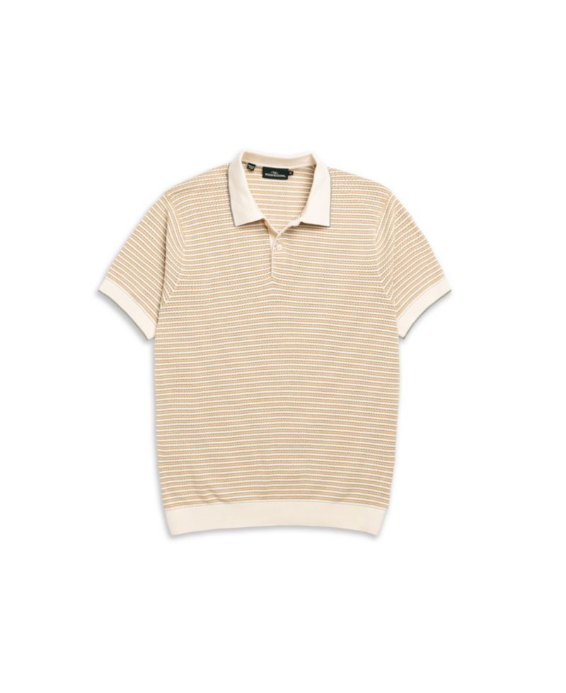 Rodd Gunn Men's Oyster Island Cotton Striped Knit Polo Shirt