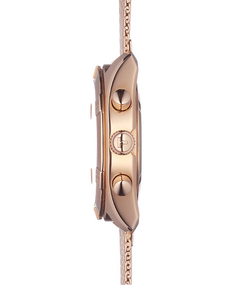 Women's Swiss Chronograph PR 100 Sport Chic T-Classic Rose Gold-Tone Stainless Steel Mesh Bracelet Watch 38mm