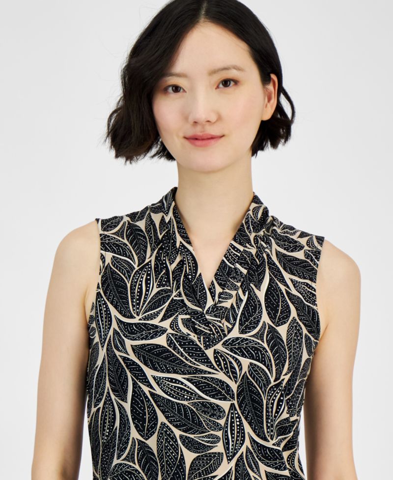Petite Pleated V-Neck Top