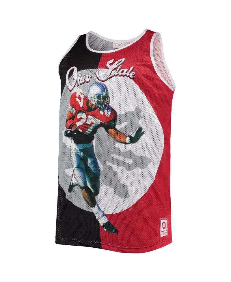 Men's Eddie George Black, Scarlet Ohio State Buckeyes Sublimated Player Big and Tall Tank Top