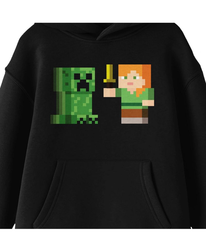 Alex Versus Creeper Youth Black Graphic Hoodie-Medium