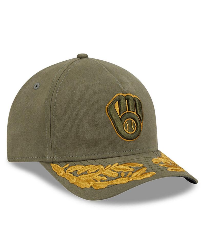 Men's Olive Milwaukee Brewers A-Frame 9FORTY Adjustable Hat