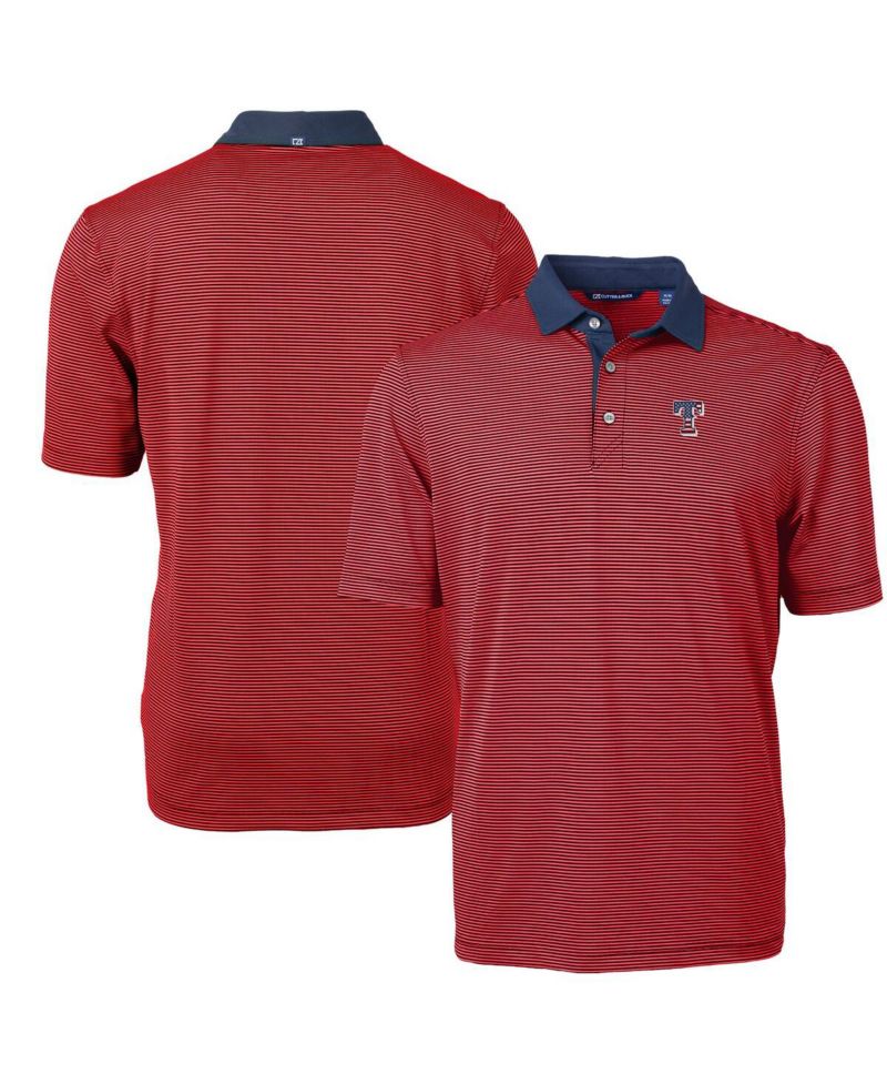 Men's Red Texas Rangers Americana Logo Virtue Eco Pique Stripe Polo