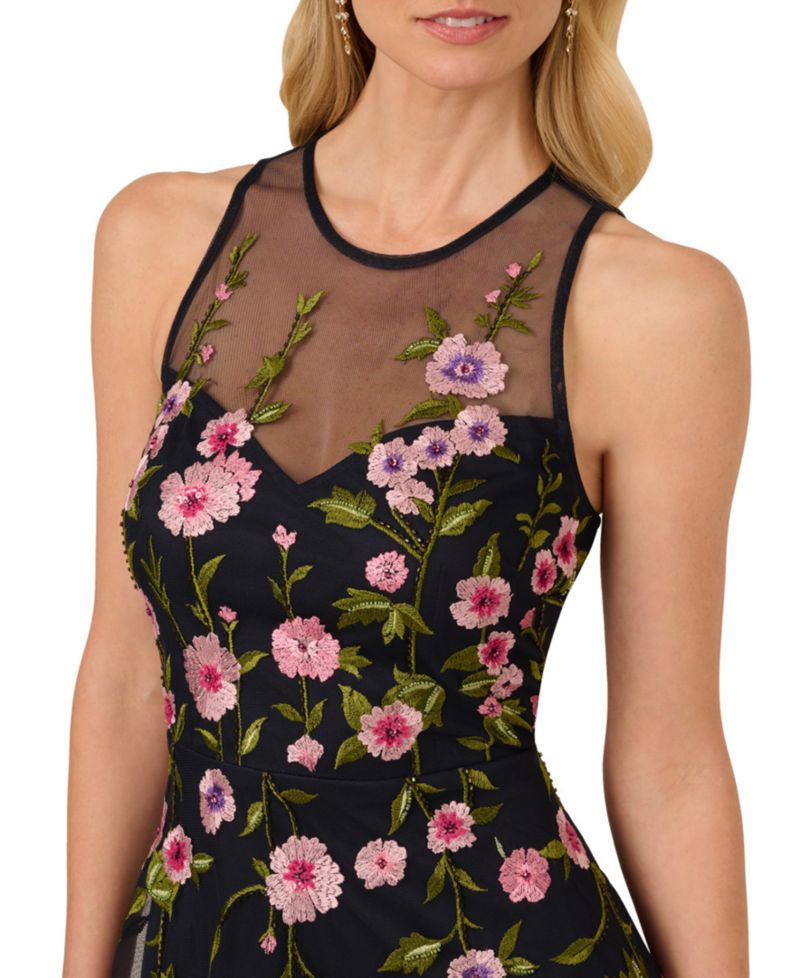 Women's Embroidered Beaded Fit & Flare Dress