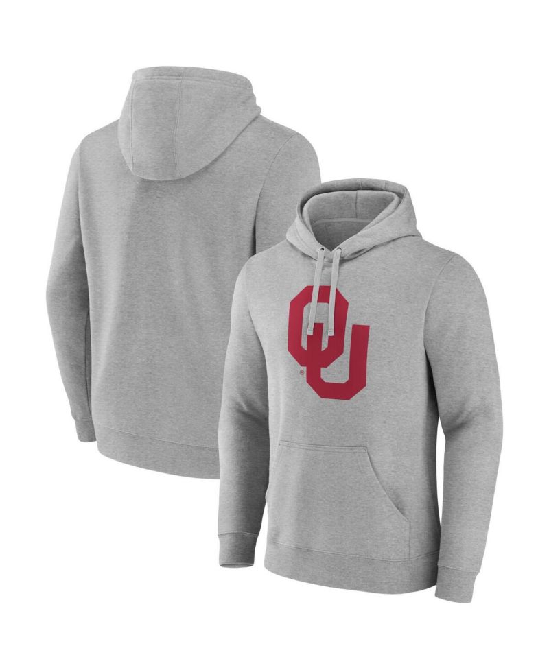 Men's Gray Oklahoma Sooners Primary Logo Pullover Hoodie
