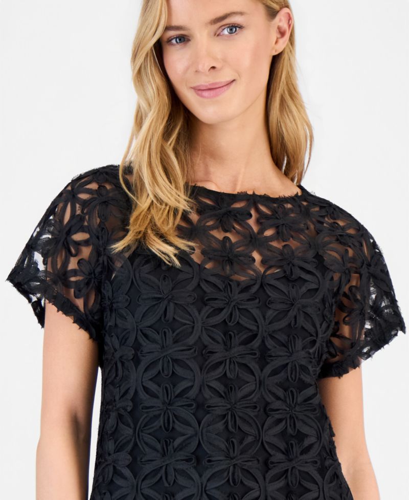Women's Boat-Neck Ribbon-Soutache Top