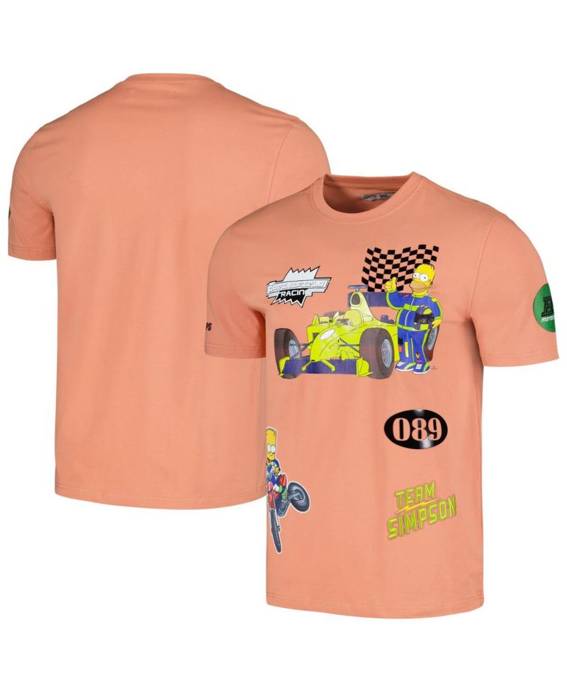 Men's and Women's Orange The Simpsons Racing T-shirt