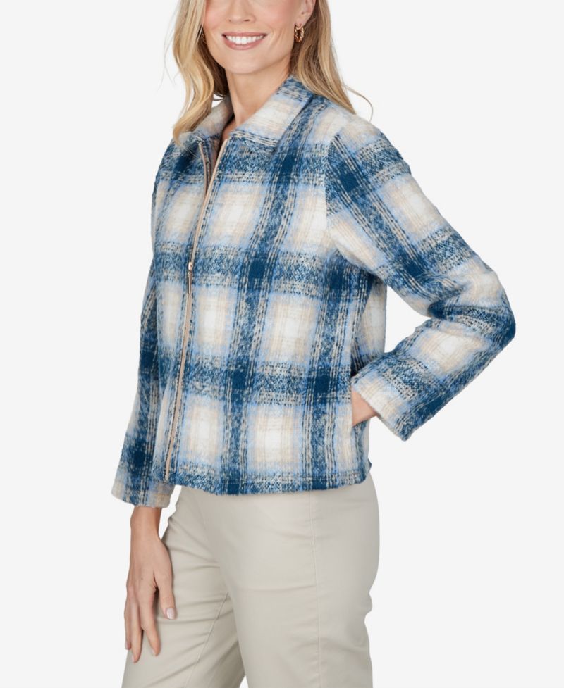Petite Plaid Zip-Up Jacket