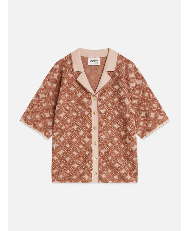 Women's Scotch and Soda Tops and Tees Jacquard Knitted Short-Sleeve Shirt
