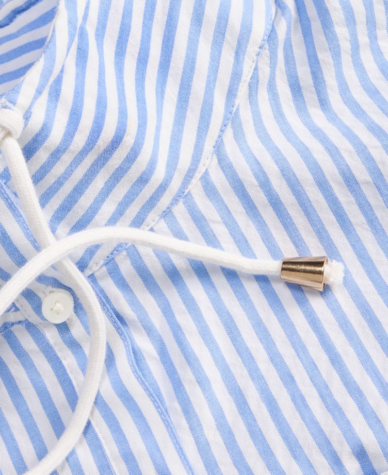 Women's Cropped Drawstring Button-Front Shirt