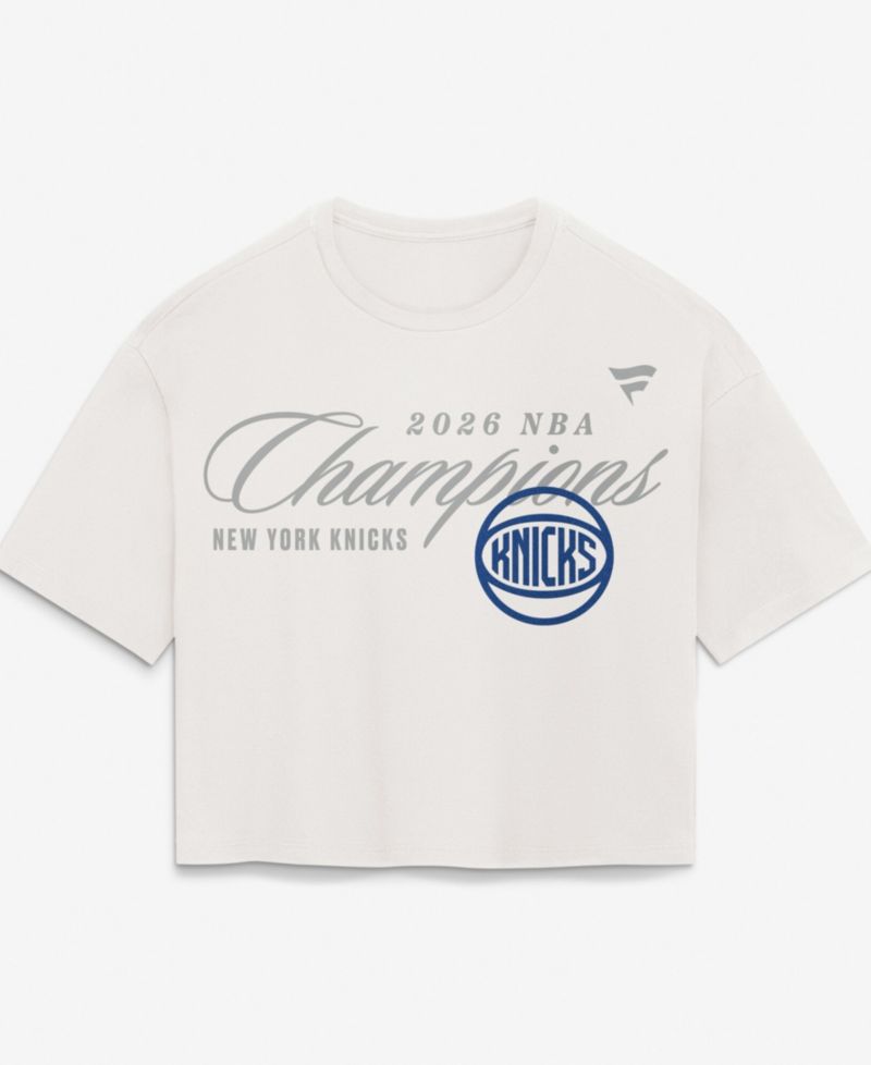 Women's New York Knicks 2026 NBA Finals Champions Short-Sleeve Cropped Graphic Top
