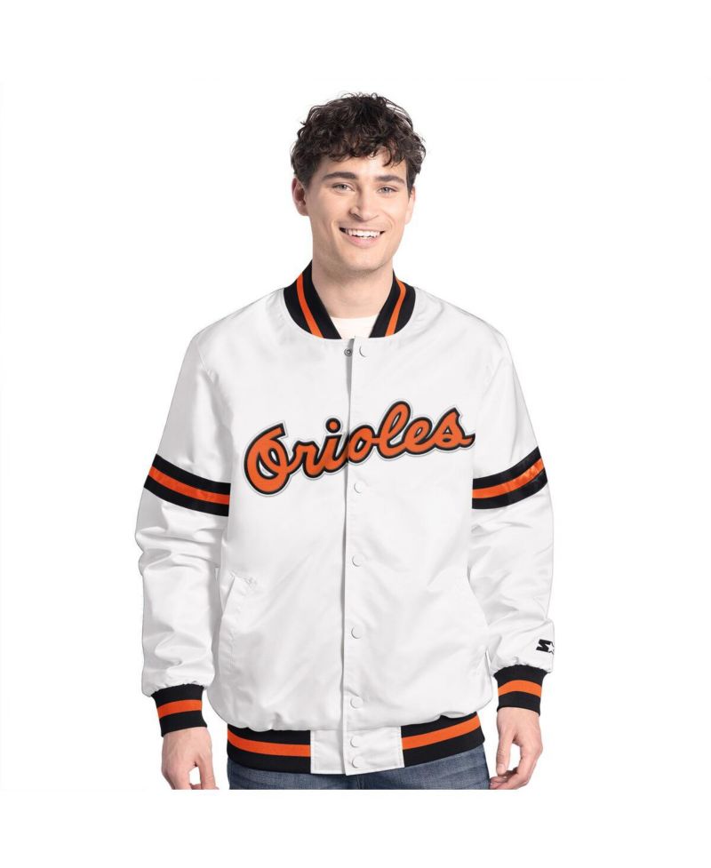 Men's White Baltimore Orioles Cooperstown Scout Full-Snap Varsity Jacket