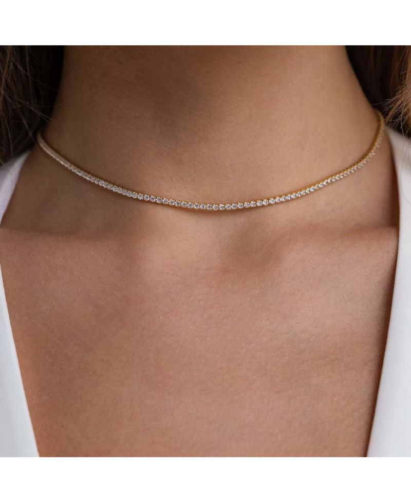 Hollywood Sensation 18k Gold Plated Tennis Necklace with AAAAA Cubic Zirconia