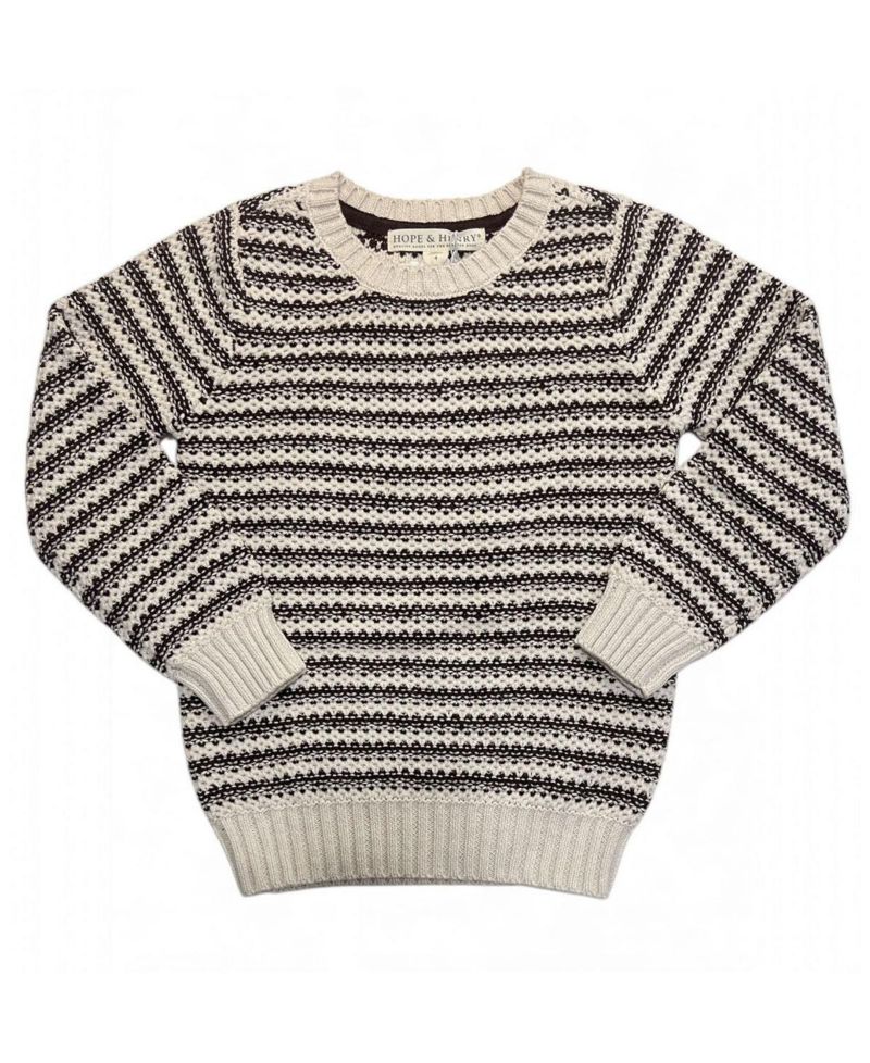 Little and Big Boys' (5-7) Organic Striped Crew Neck Pullover Sweater