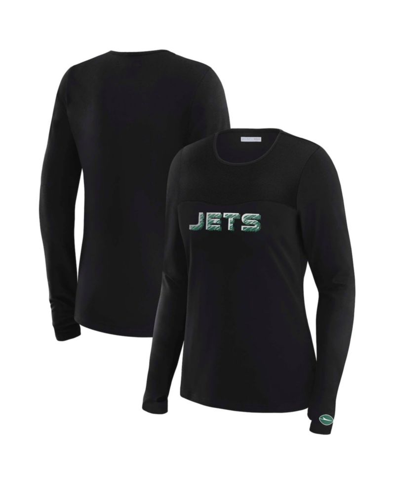 Women's x Gracie Hunt Black New York Jets Mesh Panel Long Sleeve T-Shirt
