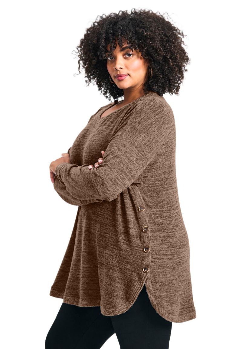 Women's Bec Button Detail Hacci Top