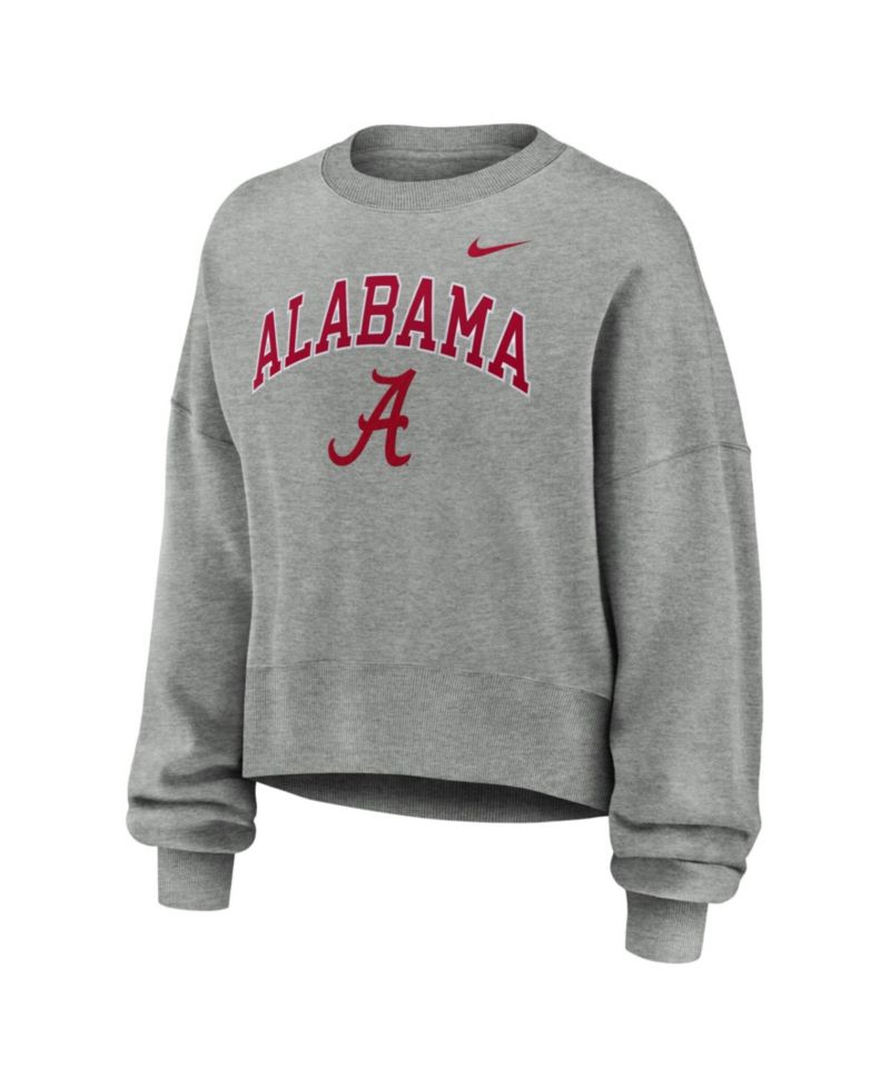 Women's Heather Gray Alabama Crimson Tide Oversized Phoenix Arch Pullover Sweatshirt