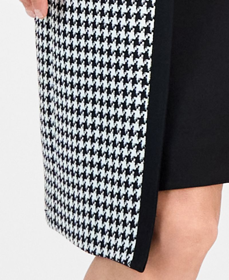 Women's Houndstooth Topper Jacket & Sleeveless 2 Piece Dress Suit