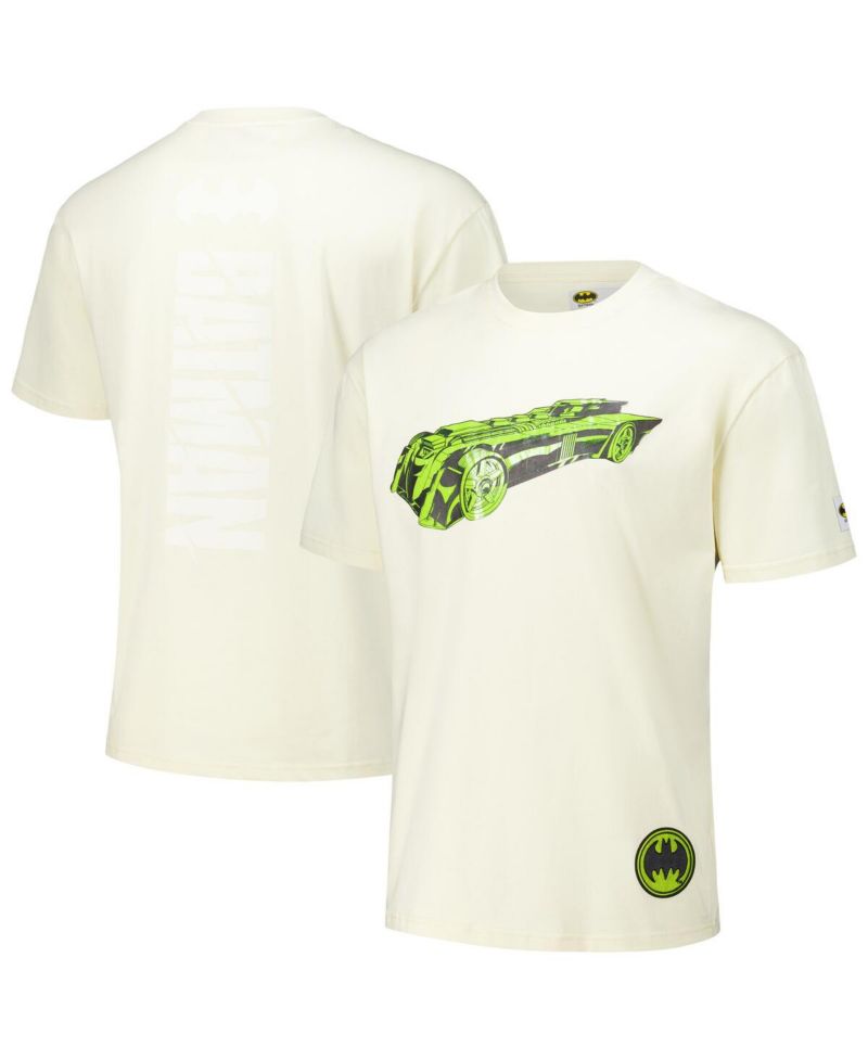 Men's Cream Batman Comics Batmobile Loose Fit T-Shirt