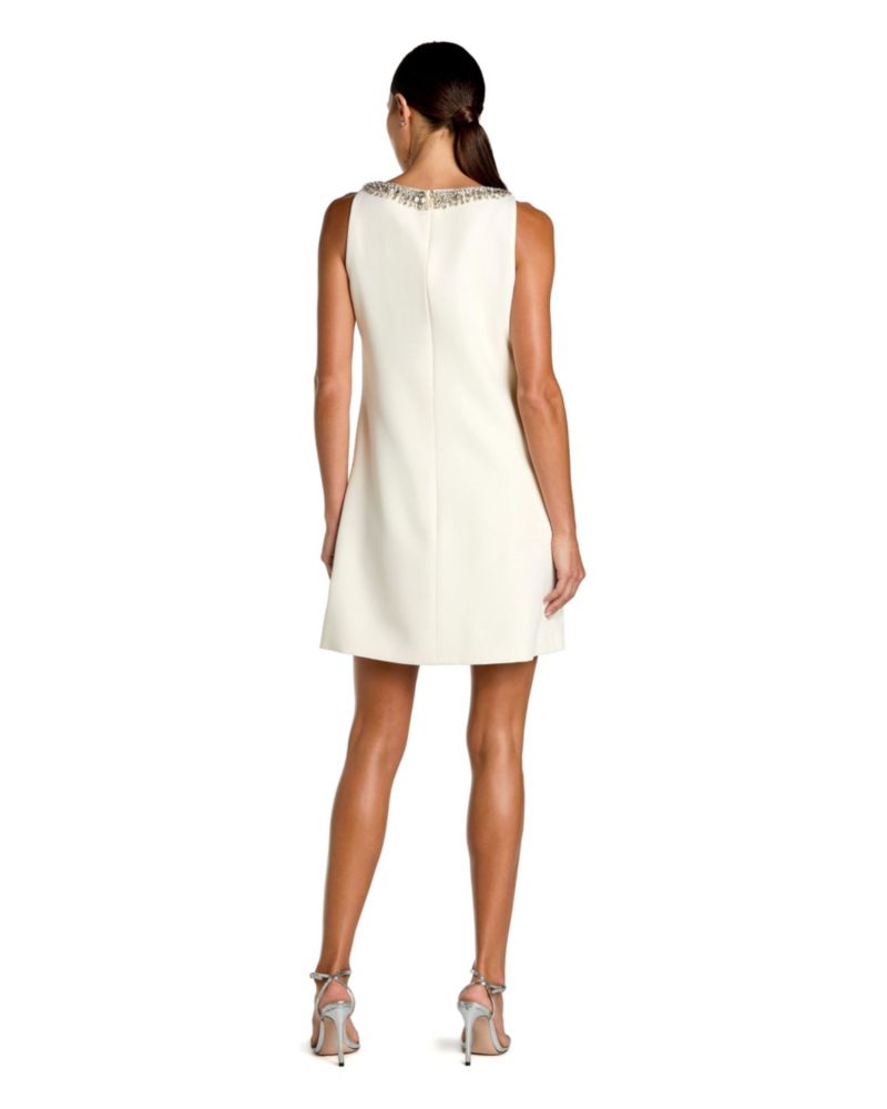 Women's Sleeveless Crepe Mini Dress With Rhinestone Trim