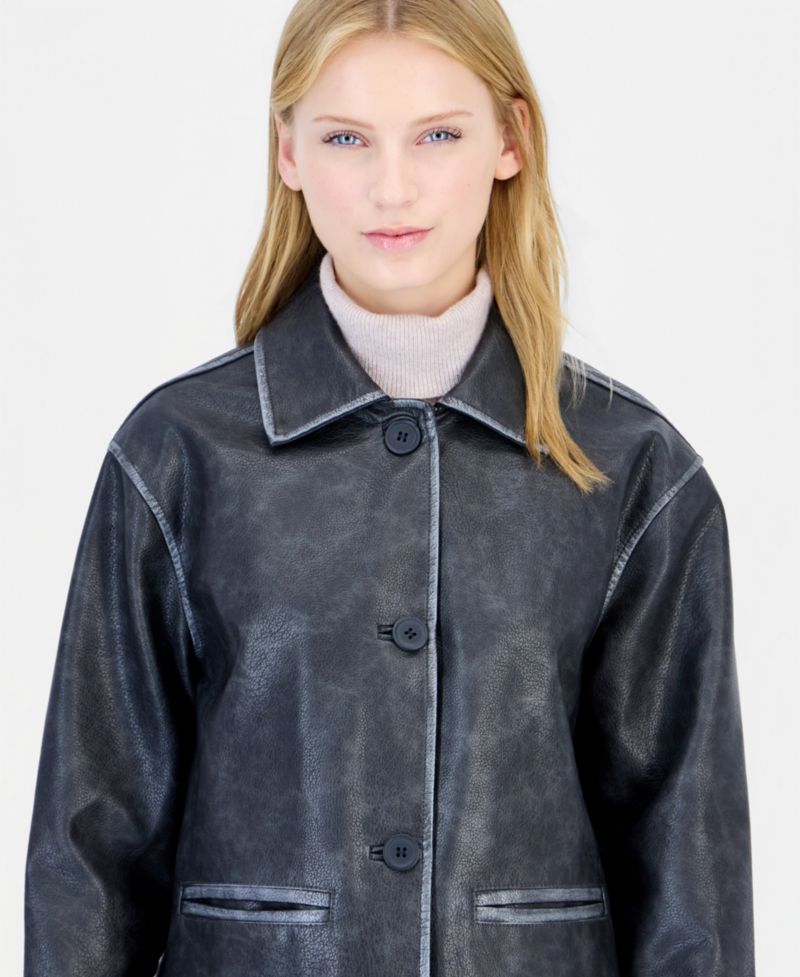 Women's Oversized Faux Leather Coat