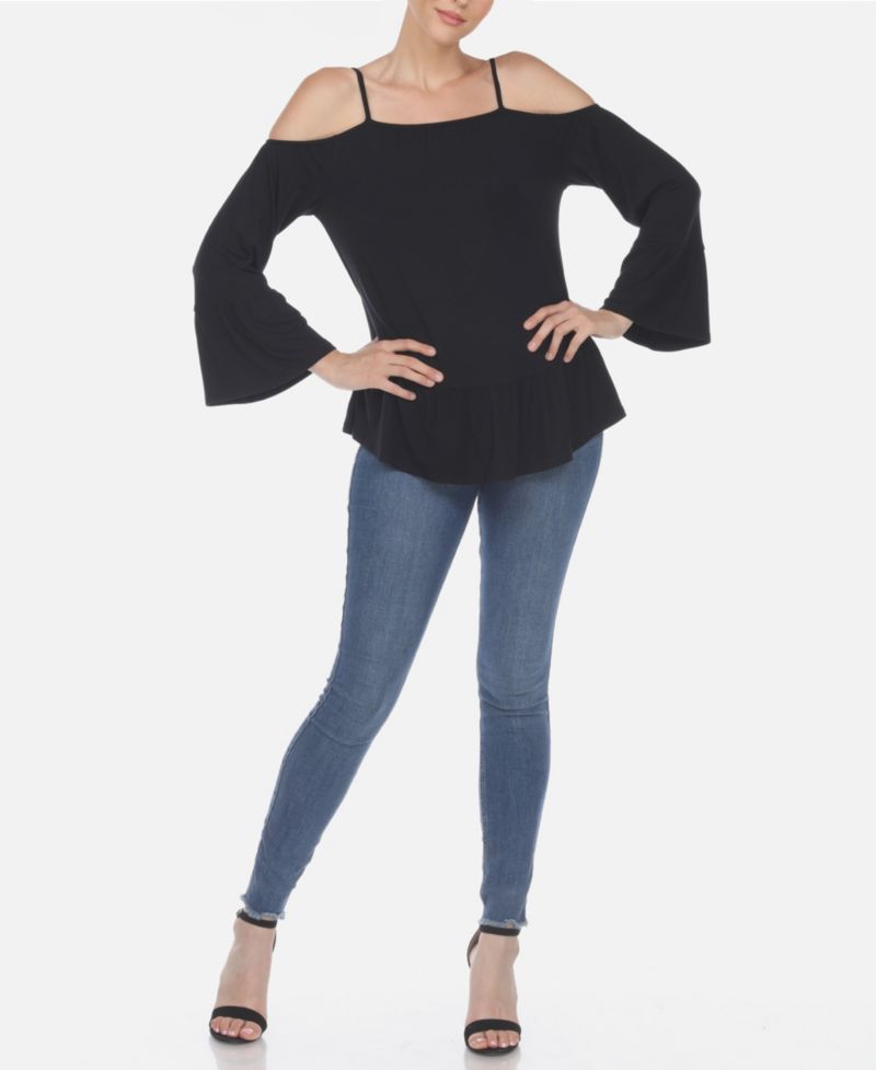 Plus Size Cold Shoulder Ruffle Sleeve Top