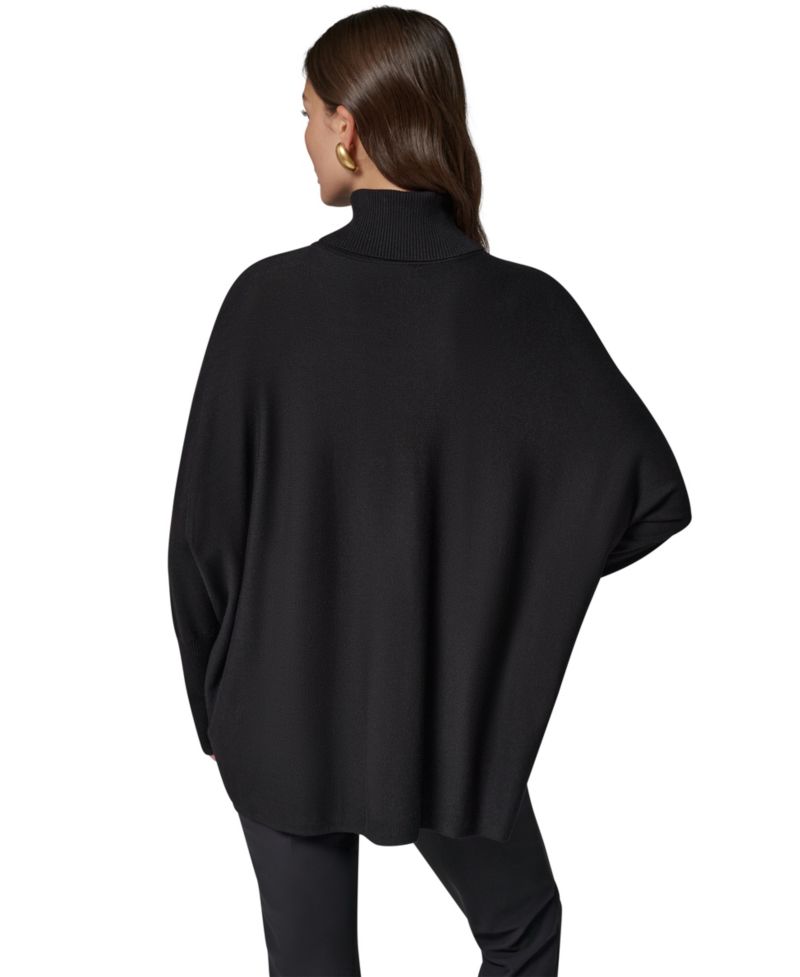 Petite Oversized Metallic Paint-Print Turtleneck Sweater
