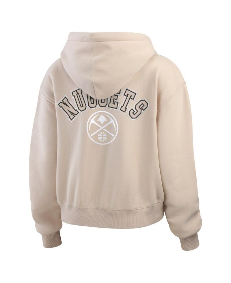 Women's Tan Denver Nuggets Tonal Felt Patch Full-Zip Hoodie
