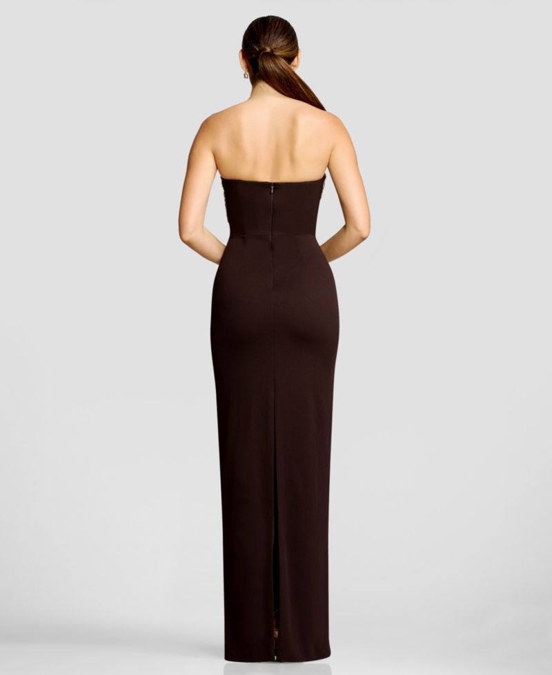 Women's Strapless Rosette-Knot-Draped-Overlay Dress