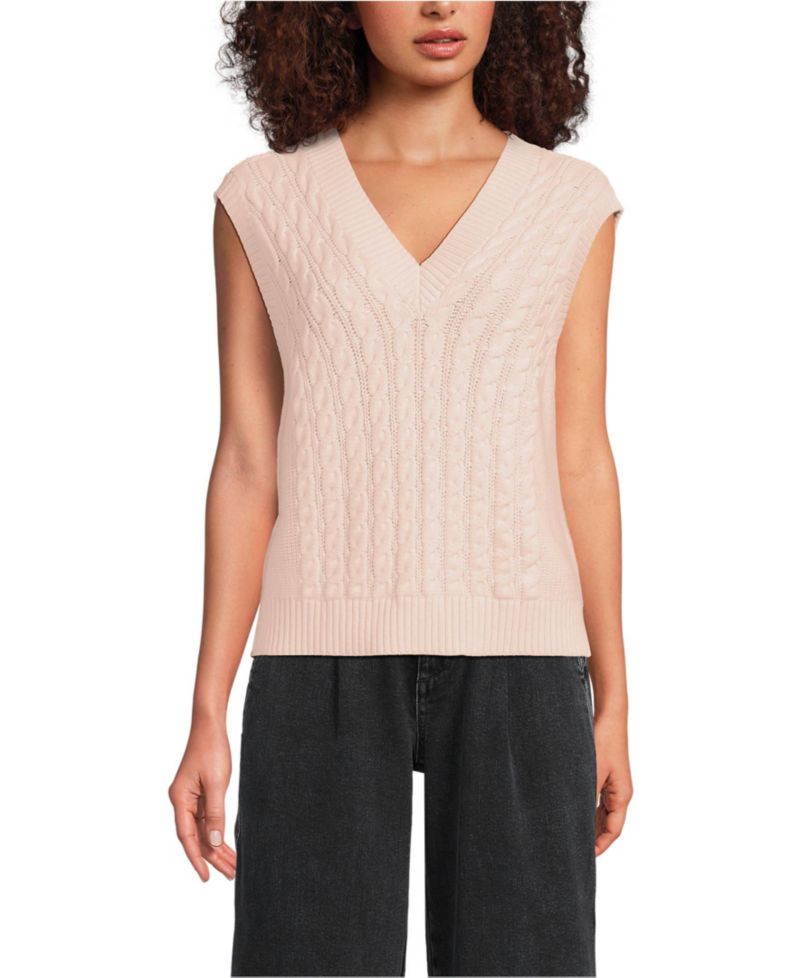 Women's Drifter Modern Cable V Neck Vest Sweater