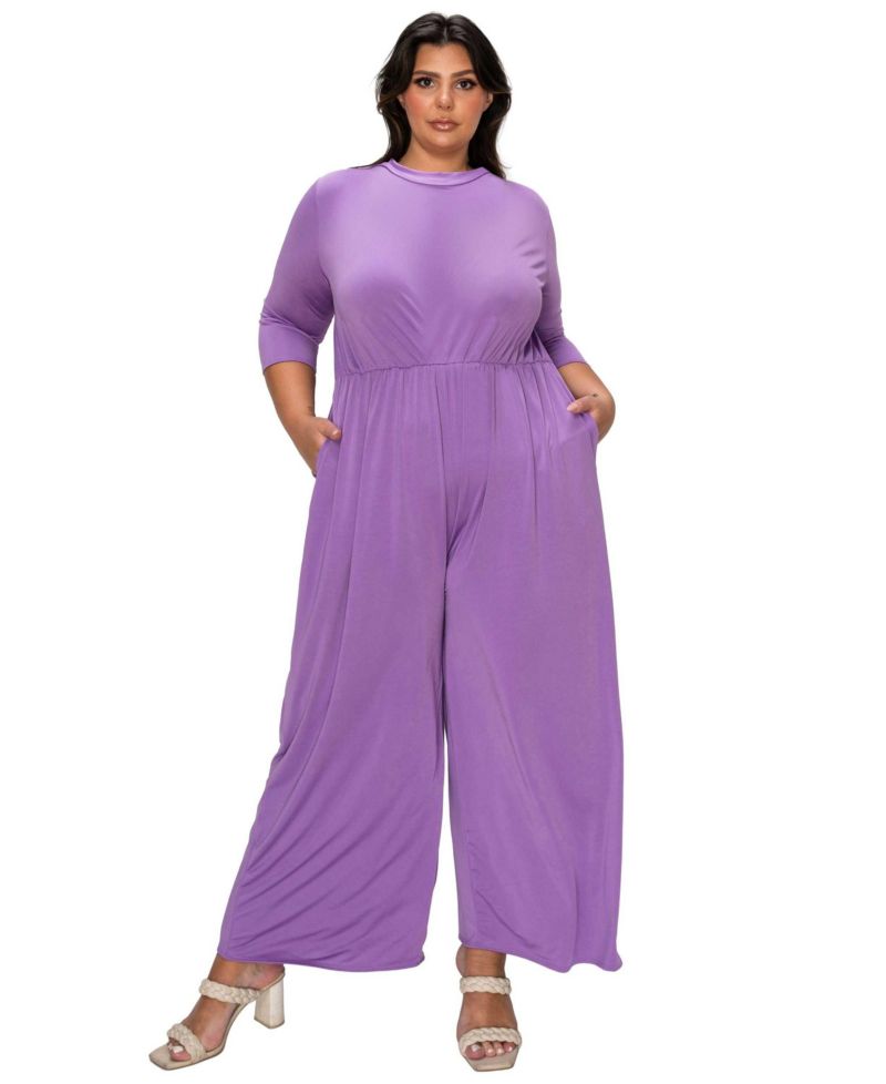 Women's Plus Size Summer Wide Leg Pocket Jumpsuit