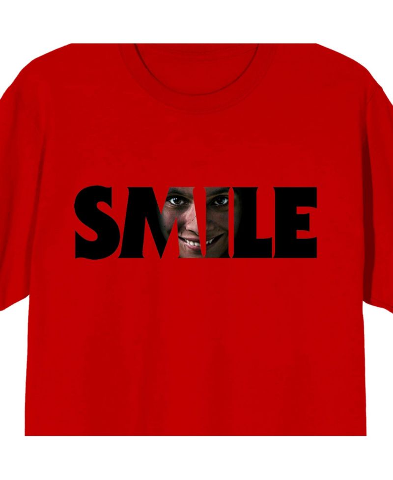 Men's Text With Hidden Face Crew Neck Short Sleeve Adult Red T-shirt-XXL