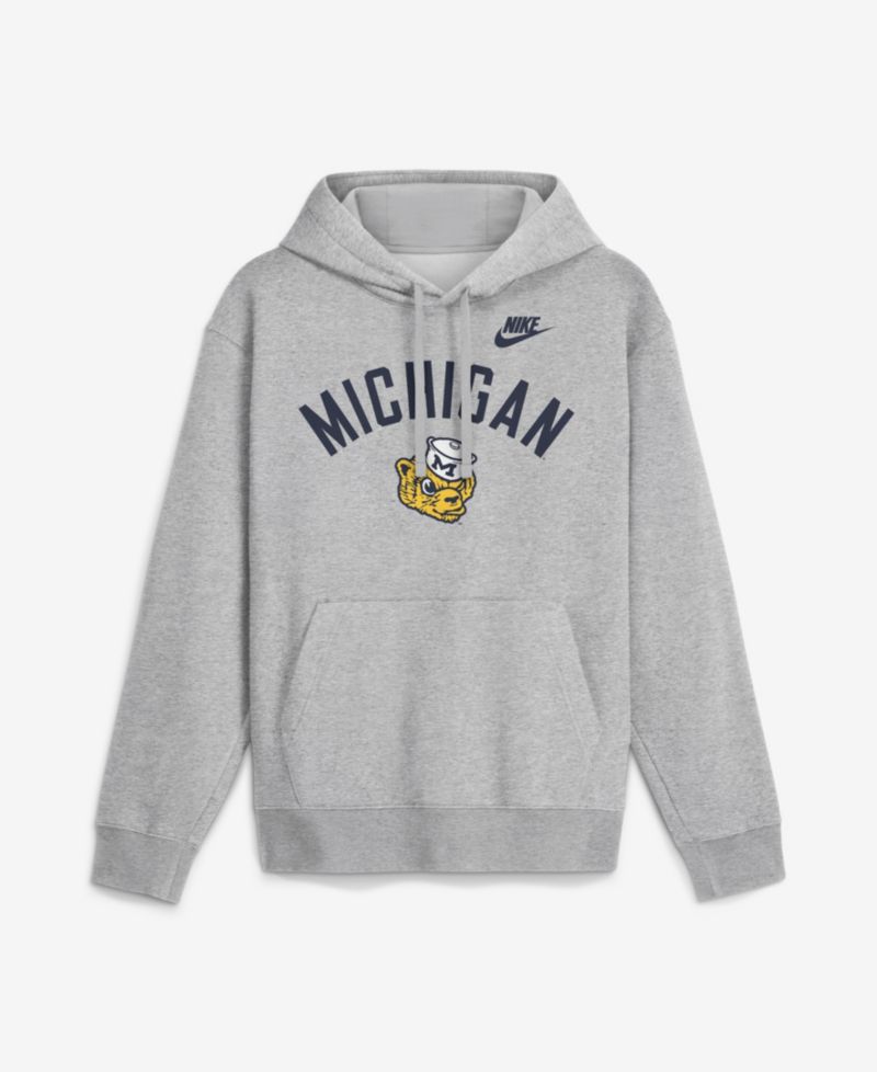 Men's Heather Gray Michigan Wolverines Legacy Arch Club Hoodie