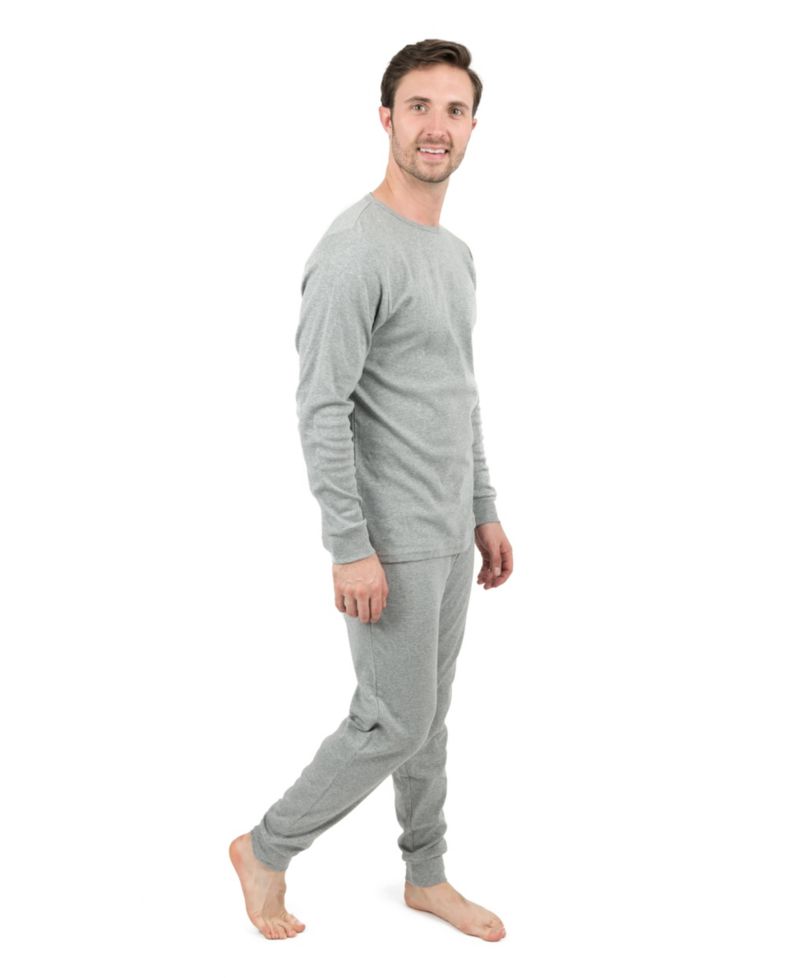 Mens Matching Family Two Piece Cotton Long Sleeve Shirt and Pants Solid Color Pajamas