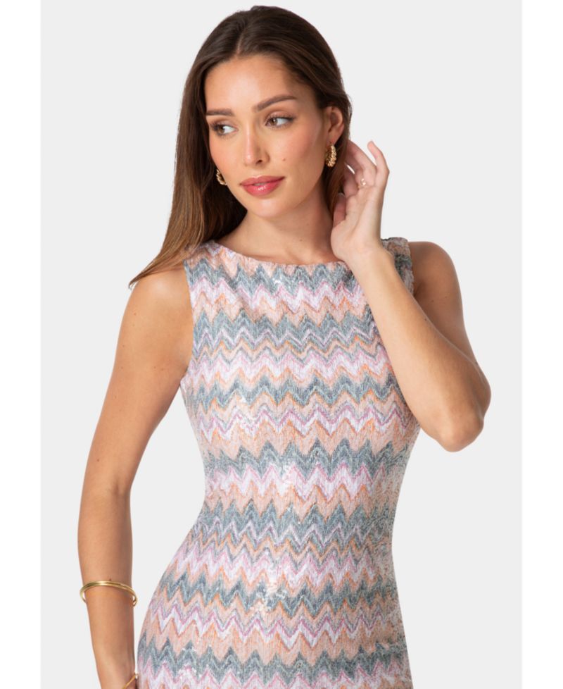 Women's Chevron-Sequin Mini Dress