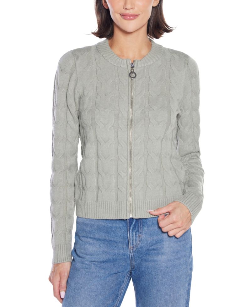 Women's Black Label Zip Cable Sweater