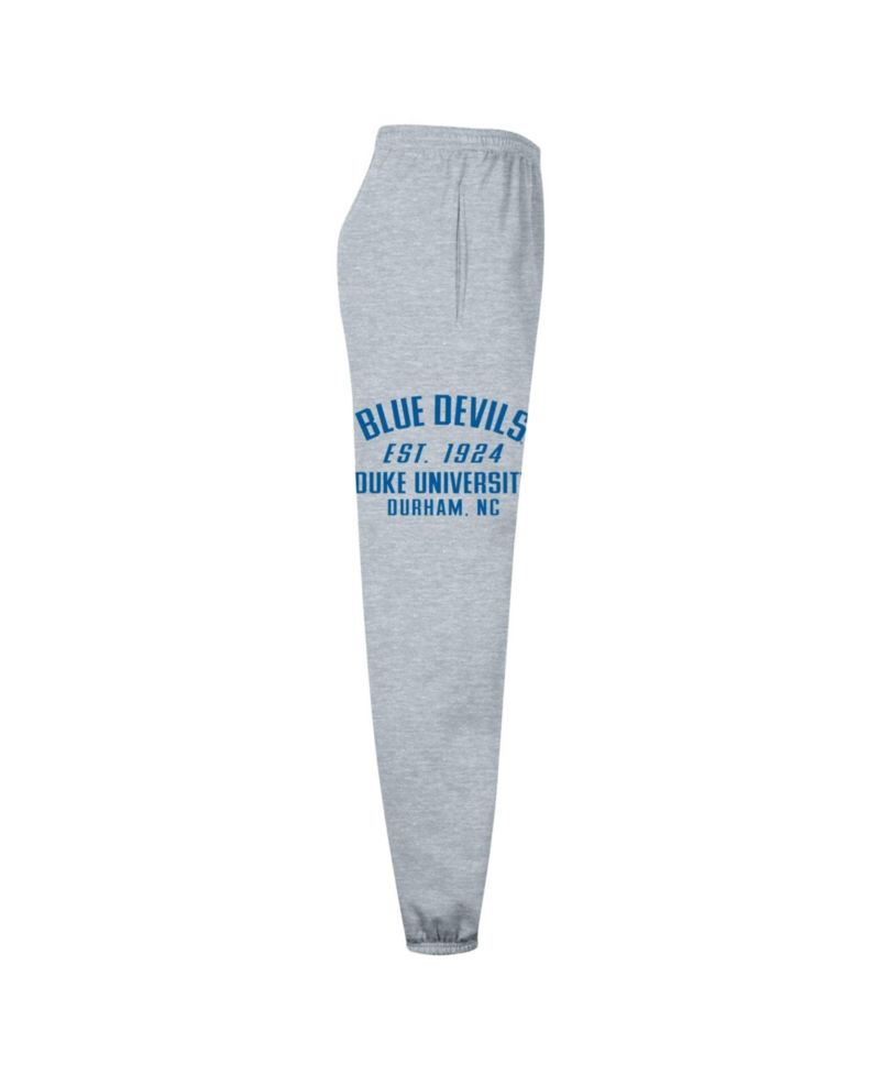 Men's Heather Gray Duke Blue Devils Powerblend Banded Fleece Sweatpants