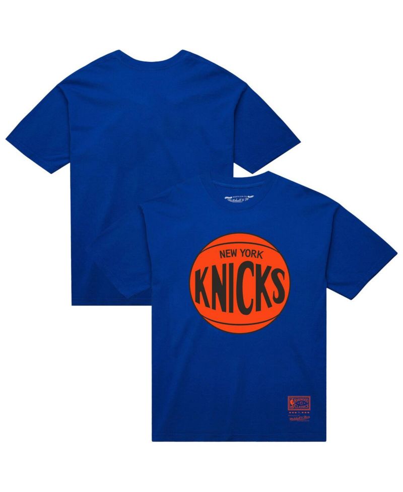 Men's and Women's Blue New York Knicks Hardwood Classics MVP Logo T-Shirt